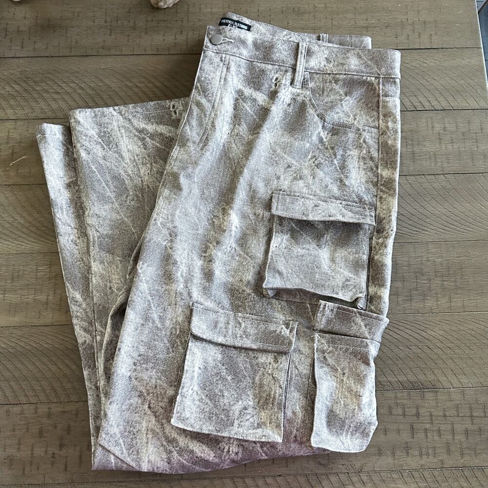 Pretty Little Thing Plus Size Brown Cargo Pants Size 20